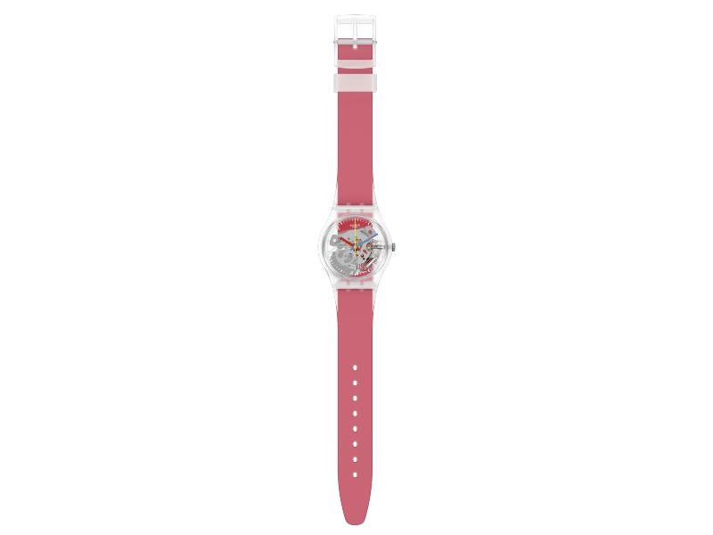 SWATCH CLEARLY RED STRIPED MONTHLY DROPS GE292